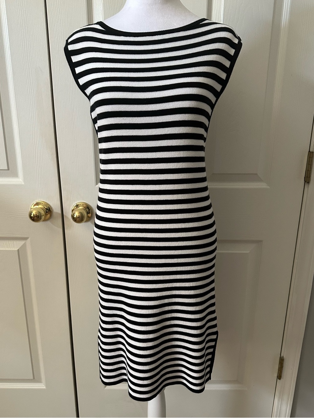 Nicole Miller striped knit midi dress, black/white, medium